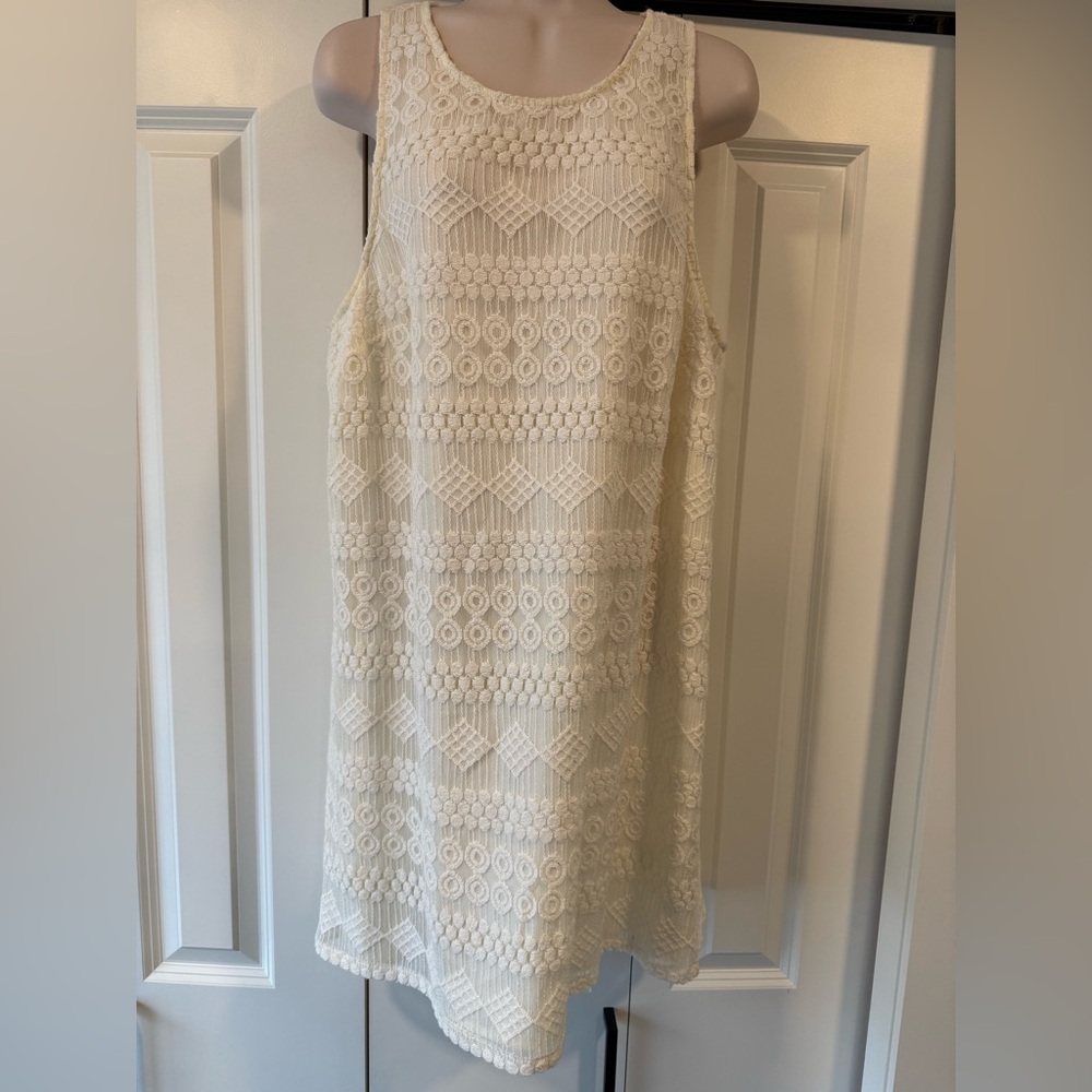 Jack ivory boho lace sheath dress racer back large L new